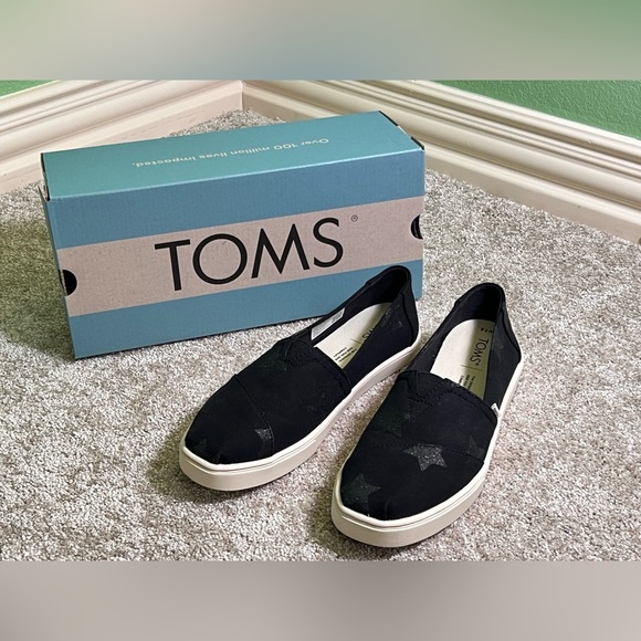 Toms Shoes - TOMS Alpargata Cupsole Black Glitter Stars Print